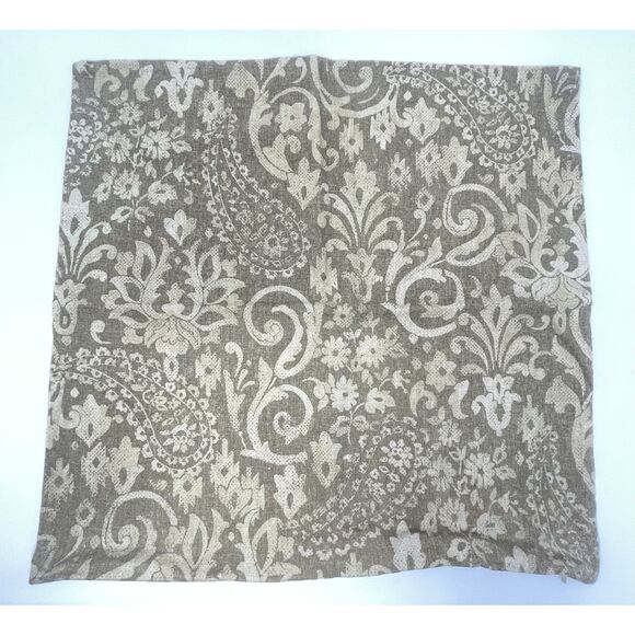 Pottery Barn 20x20” Square Accent Pillow Paisley Linen Blend Beige Tan Brown - Picture 4 of 5